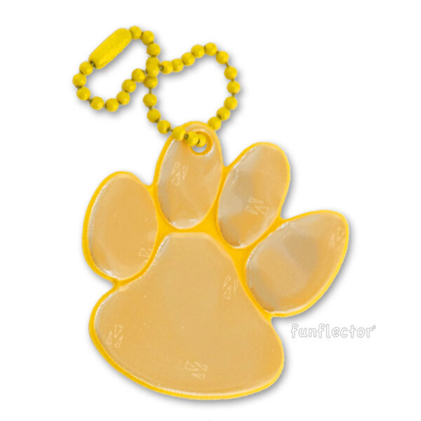 Gold paw print safety reflector by funflector