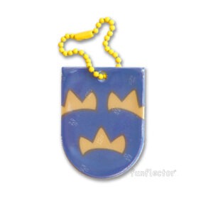 Swedish three crowns safety reflector by funflector - blue with yellow crowns