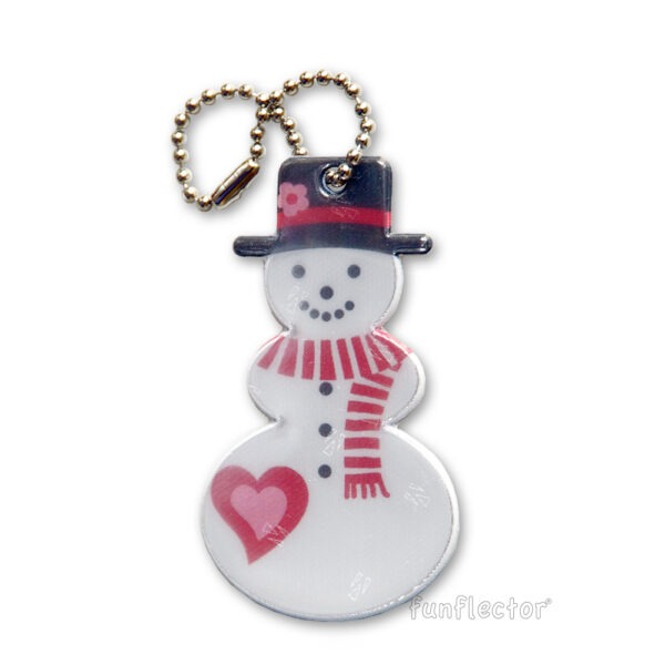 Snowman safety reflector with heart