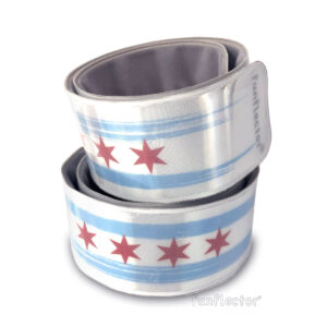 Chicago flag reflective slap bracelet by funflector