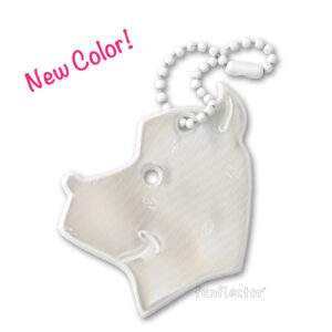 White dog safety reflector by funflector - new color
