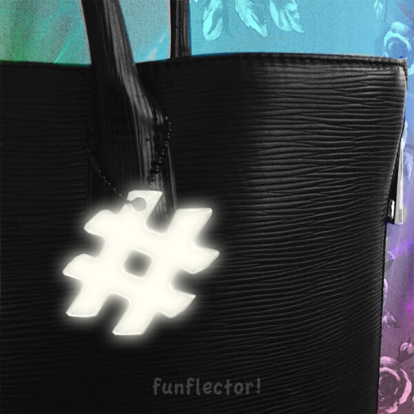 Hashtag safety reflector for walking at night by funflector