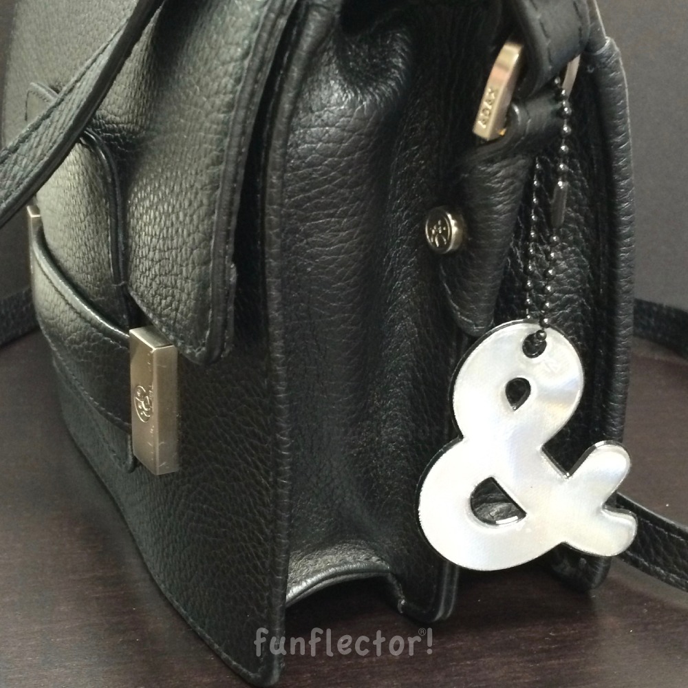 Ampersand safety reflector for walking at night on purse by funflector