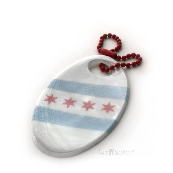 Oval Chicago flag safety reflector by funflector