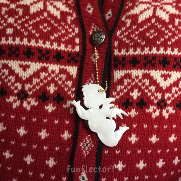 Linzer Engerl guardian angel safety reflector on Norwegian sweater