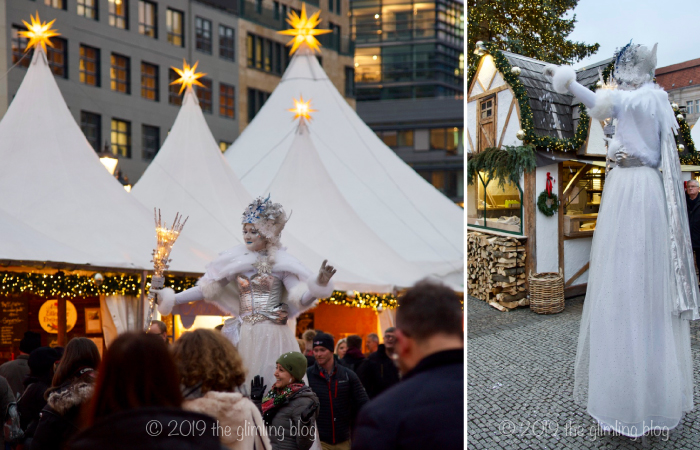 The snow queen at the Gendarmenmarkt Christmas market in Berlin