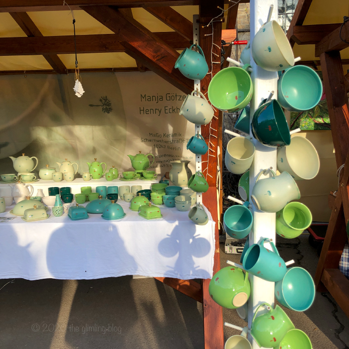 Beautiful pottery in shades of green.
