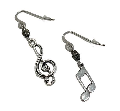 A lovely gift for musicians: a pair of treble clef and eighth note ear rings