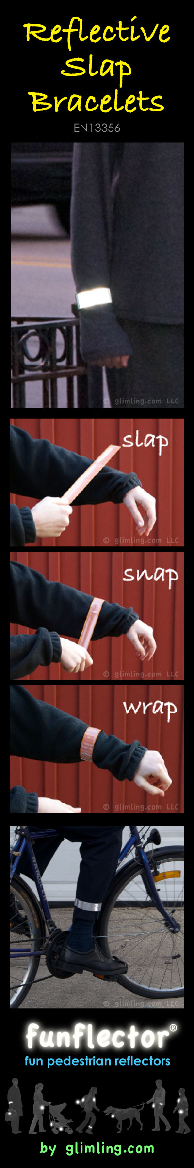Reflective slap bracelets