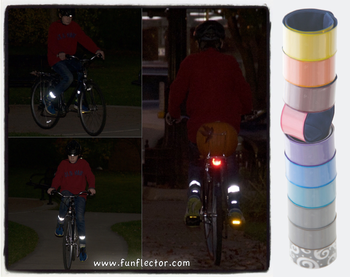 funflector wraps give 360 degree visibility when worn on both legs. 