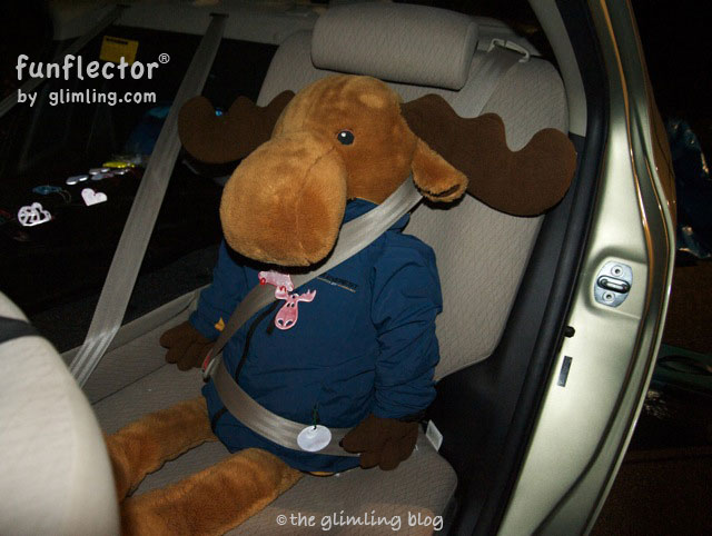 Our trade show buddy hits the road – of course with seat belt and moose safety reflector