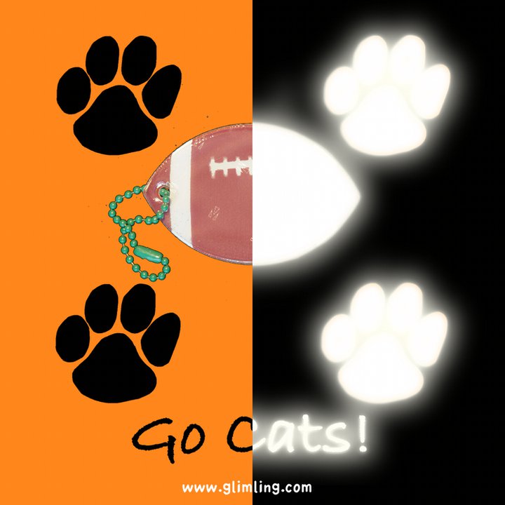 Paw print and football spirit wear safety reflectors