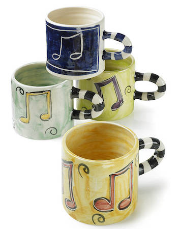 Colorful handmade mugs with musical notes from notonthehighstreet.com