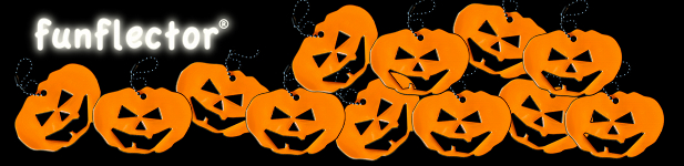 Jack O'Lantern Halloween Reflectors - cheaper by the dozen at the funflector webshop.