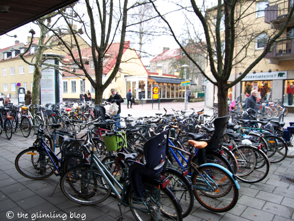 This is a small downtown bike parking, full no matter what season it is!