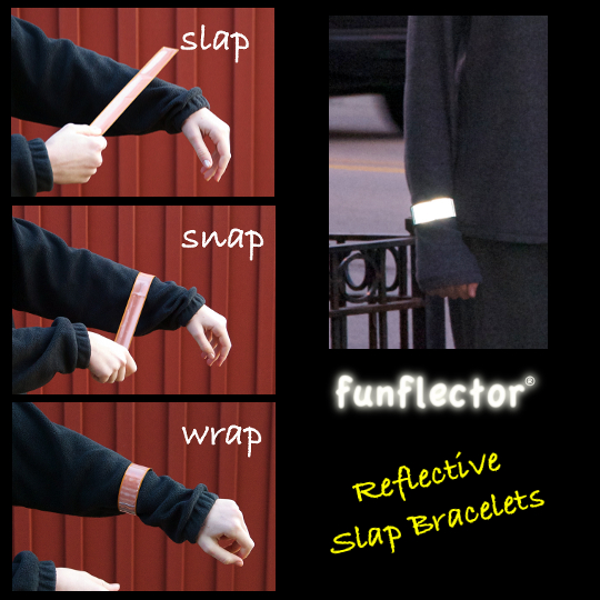 Reflective slap bracelets for runners and walkers