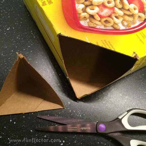 Cut off the corner. Make sure all three sides are the same length.