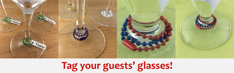 funflector colorful ball chains can be used as inexpensive and flexible wine glass charms