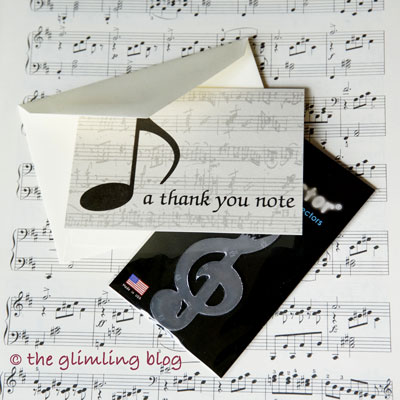 Thank you note with funflector G-clef reflector goes with any gift for music teachers and musicians.